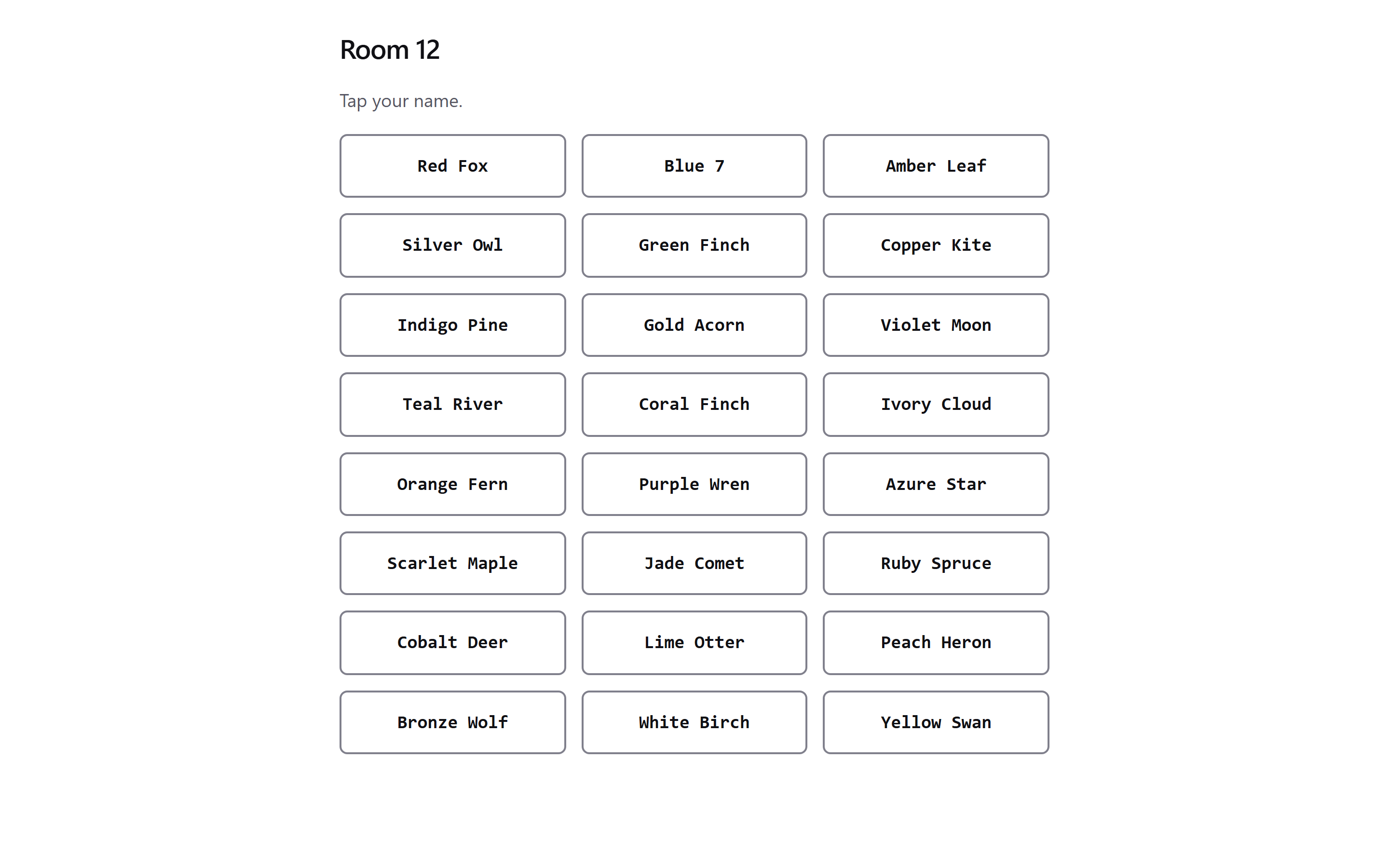 The student name list for joining the exam.
